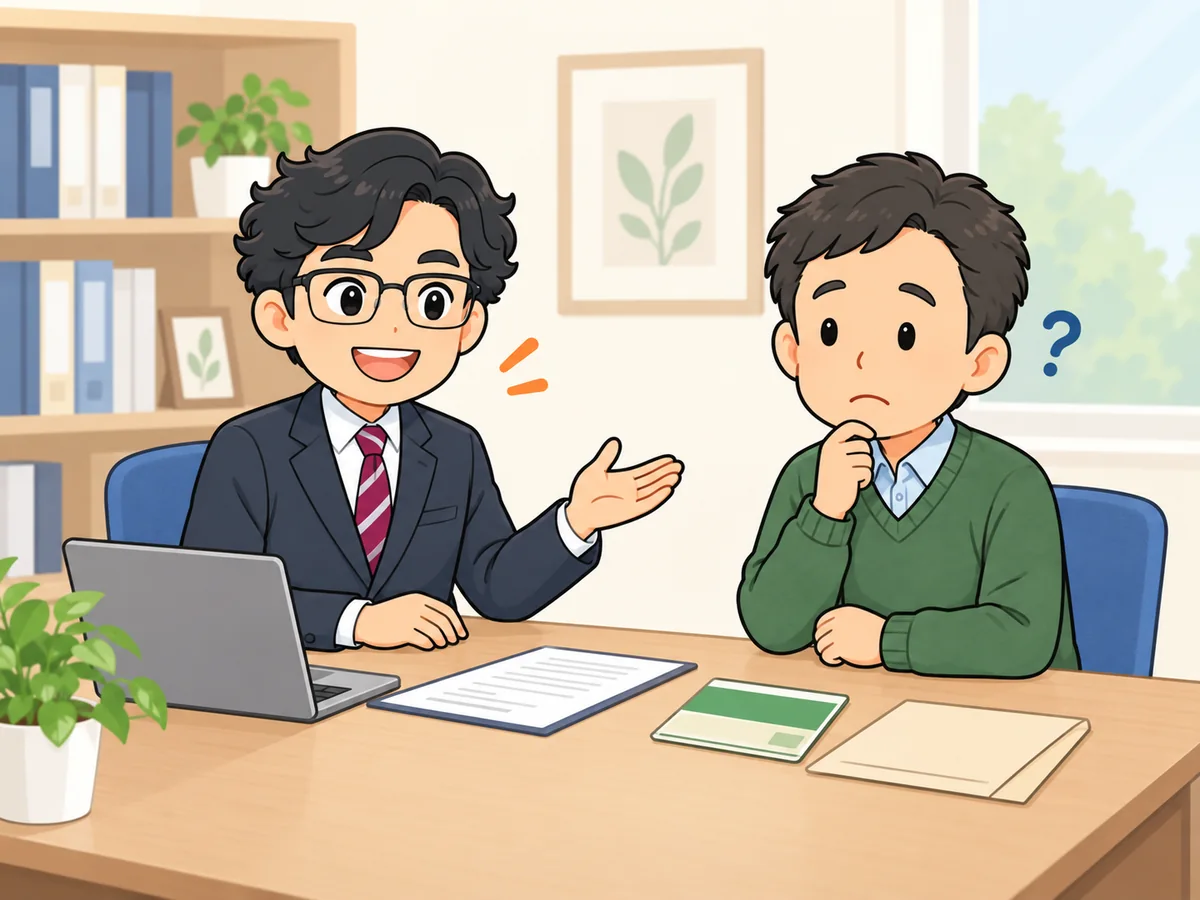 父が亡くなり、江尾税理士に相続税の相談をする光秀さん