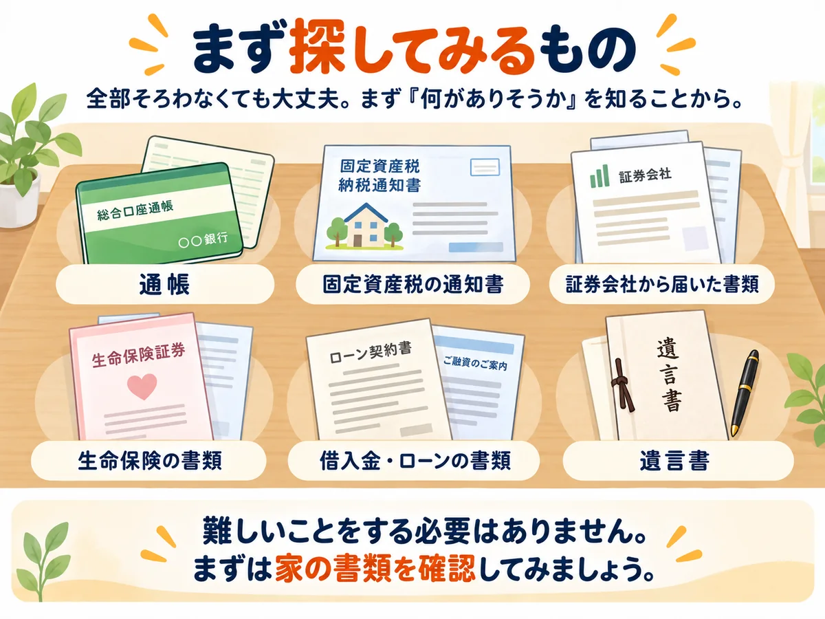 相続でまず探してみる通帳や固定資産税通知書などの書類